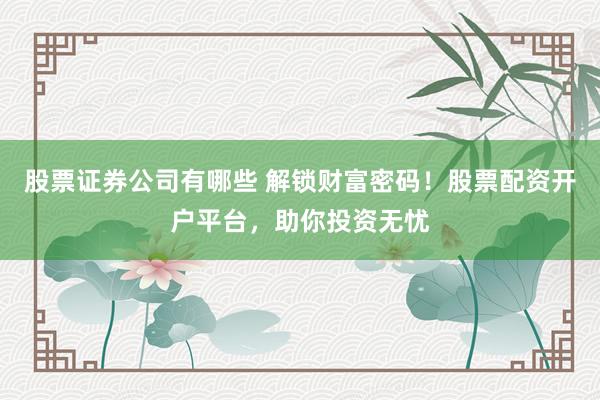 股票证券公司有哪些 解锁财富密码！股票配资开户平台，助你投资无忧