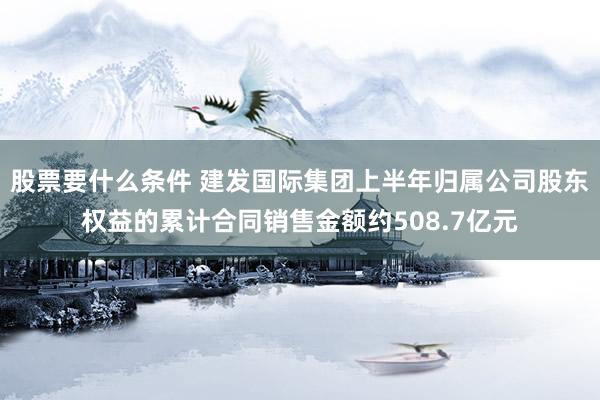 股票要什么条件 建发国际集团上半年归属公司股东权益的累计合同销售金额约508.7亿元