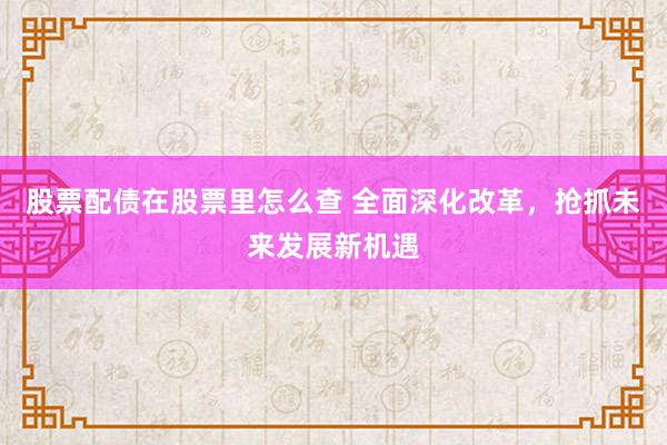 股票配债在股票里怎么查 全面深化改革，抢抓未来发展新机遇