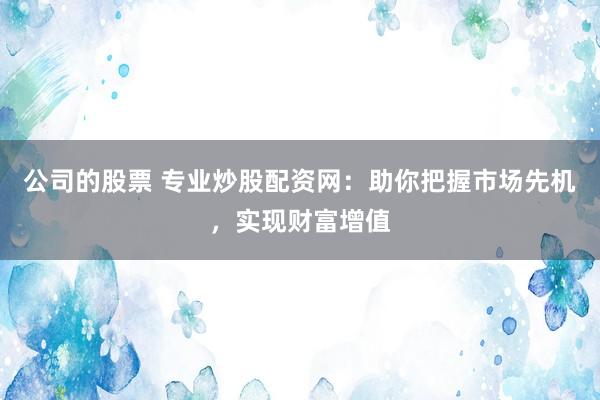 公司的股票 专业炒股配资网：助你把握市场先机，实现财富增值